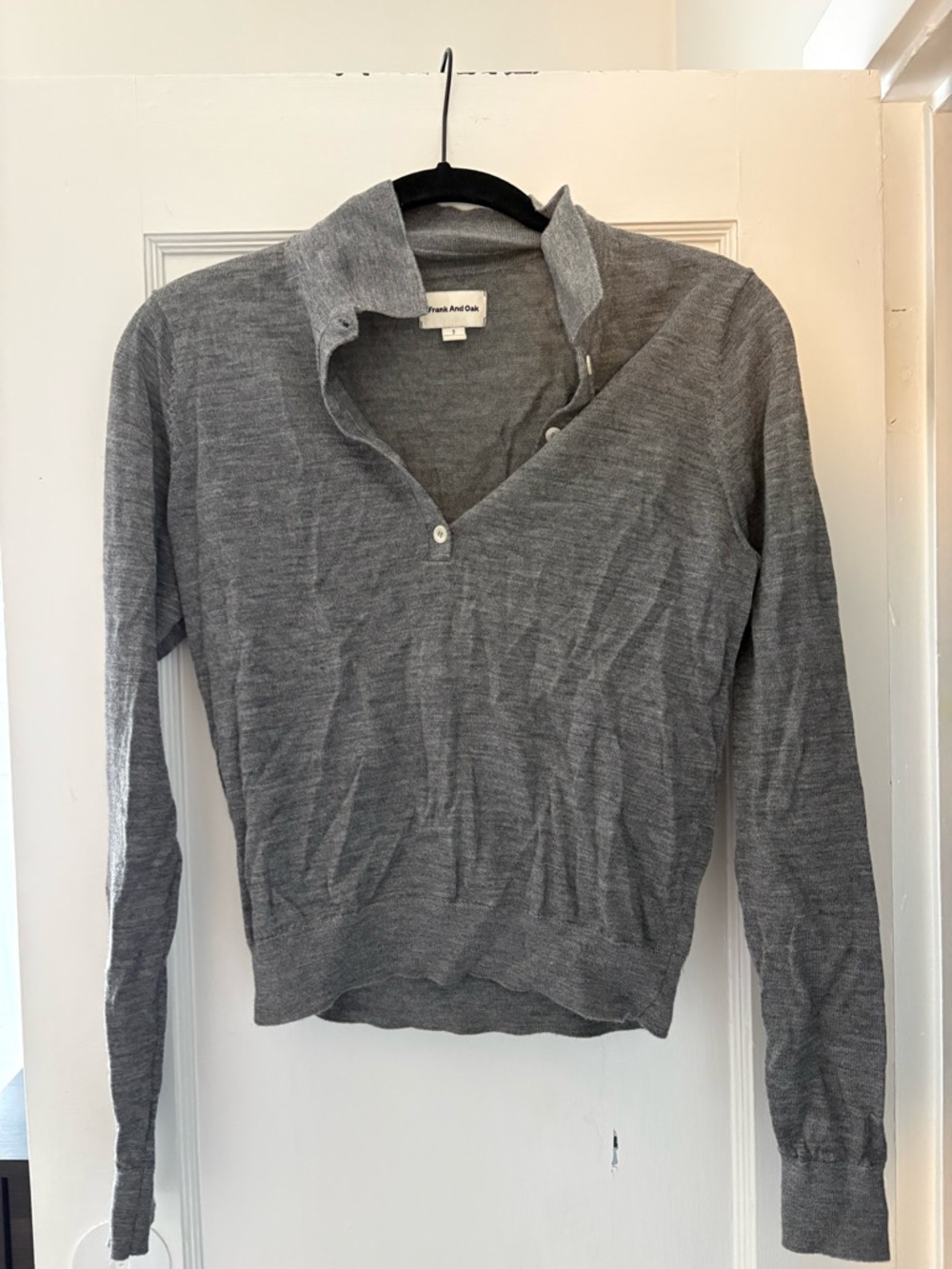 Lightweight 100% Merino Wool Frank & Oak Gray Sweater